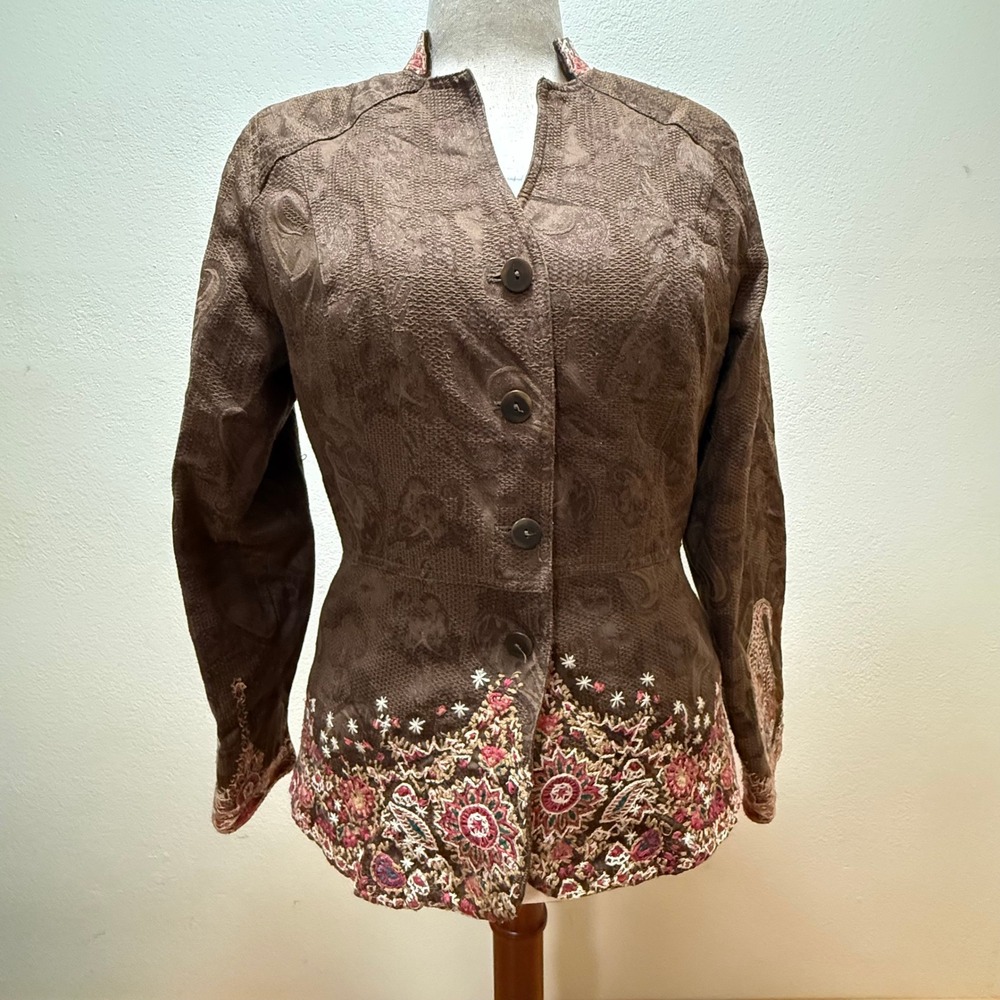 Coldwater Creek Paisley Bohemian Embroidered Jacket Blazer Women‎ 12